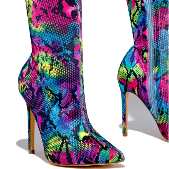 OVER THE KNEE SNAKE BOOTS MULTICOLOL FOR WOMEN'S - Picture 3 of 8